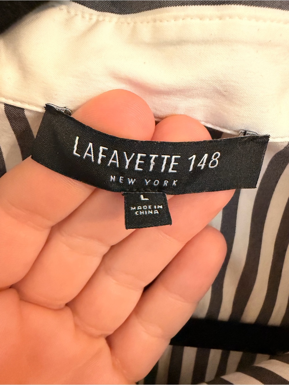 Lafayette 148 Striped Button Up Shirt Large - Picture 2 of 4